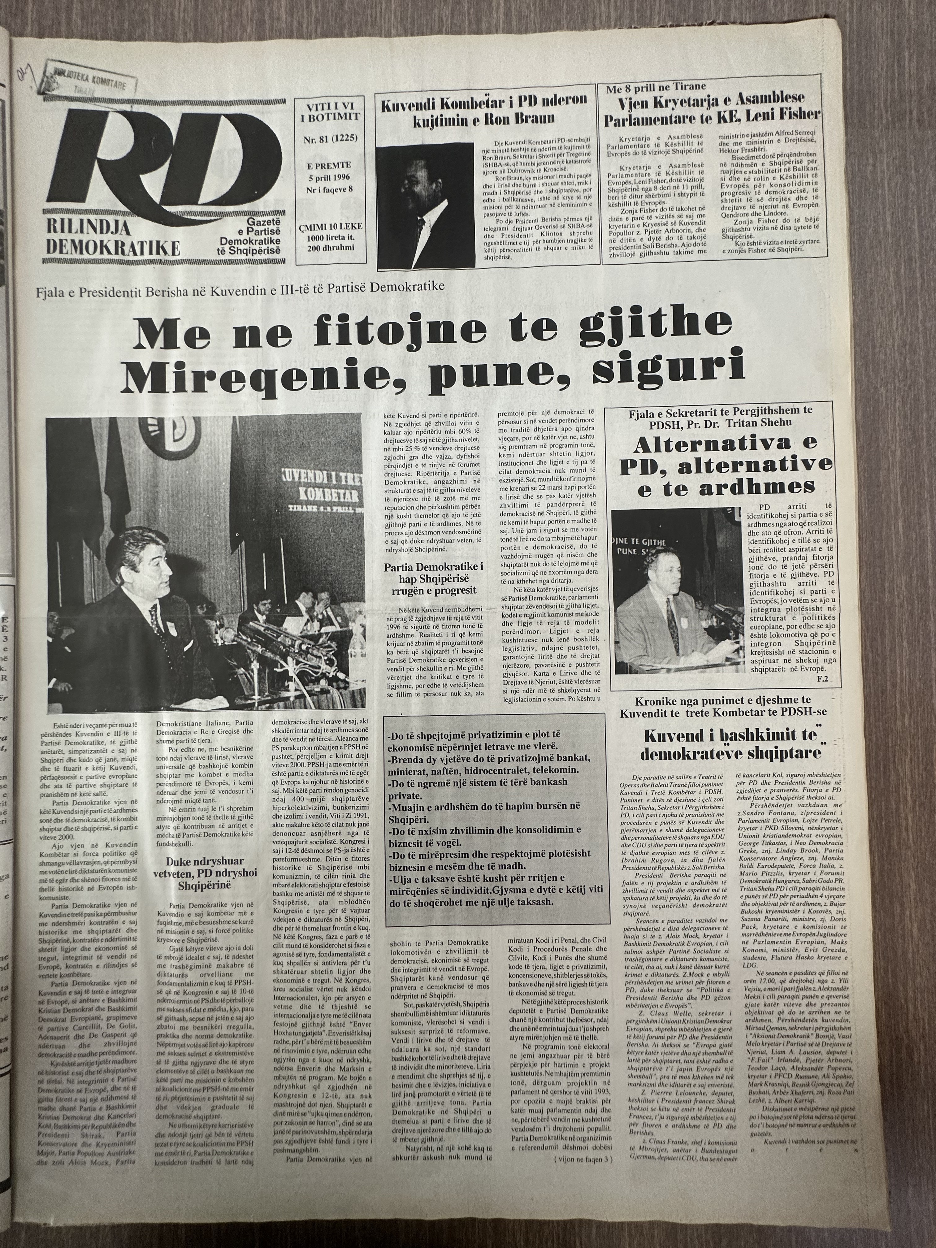 Rilindja Demokratike 1996-03-08